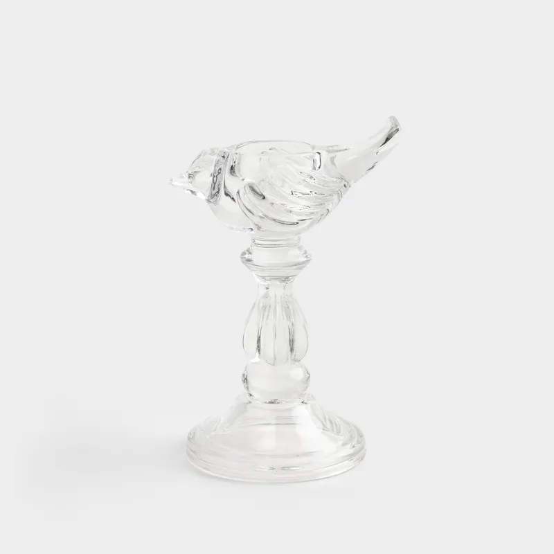 Шам ұстағыш, 19 см, шай/жіңішке шамға арналған, аяқты, шыны Р, Құс, Құстар