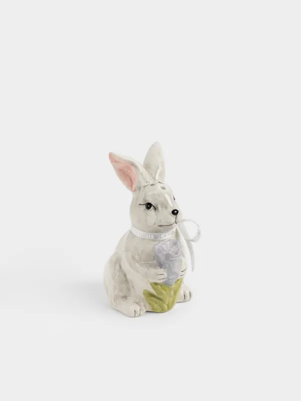 Емкость для соли или перца, 10 см, керамика D, серая, Кролик с цветком, Easter, image-1