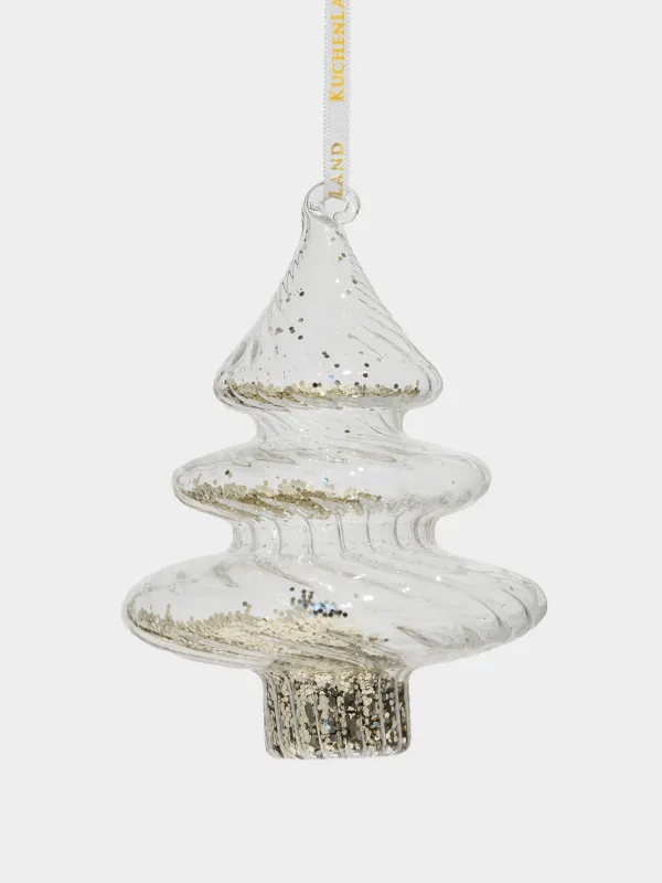 Шырша ойыншығы, 11 см, шыны, ішінде жылтырақтары бар, шампан, Шырша, Figure filler, image-0