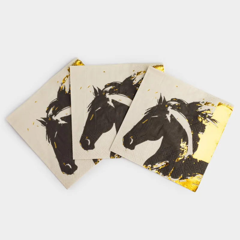 Қағаз майлықтар, 21х21 см, 20 дана, төртбұрышты сарғылт-қоңыр, Жылқы эскизі, Horse, image-2