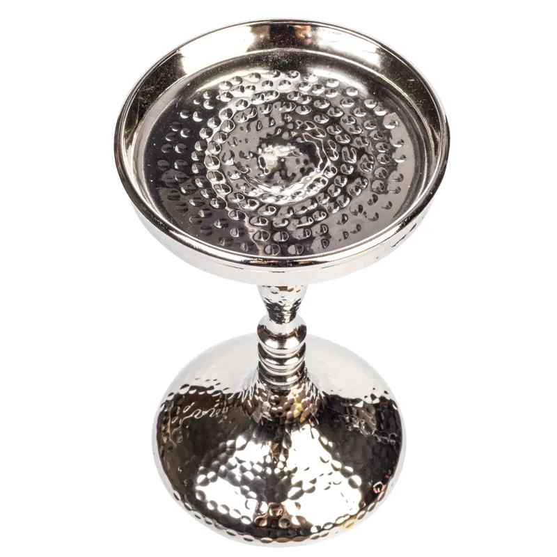 Подсвечник, 32 см, для одной свечи, на ножке, стекло/металл, серебристый, Кракелюр, Fantastic Ice, image-2