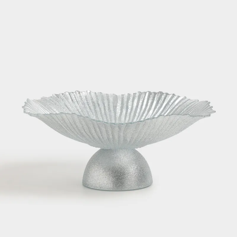 Жеміс вазасы, 32х13 см, аяқты, шыны Р, күміс түстес, Verge