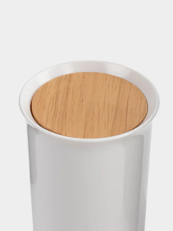 Мақта тампонының контейнері, 12 см, пластик/резеңке ағаш, ақ, White style, image-3