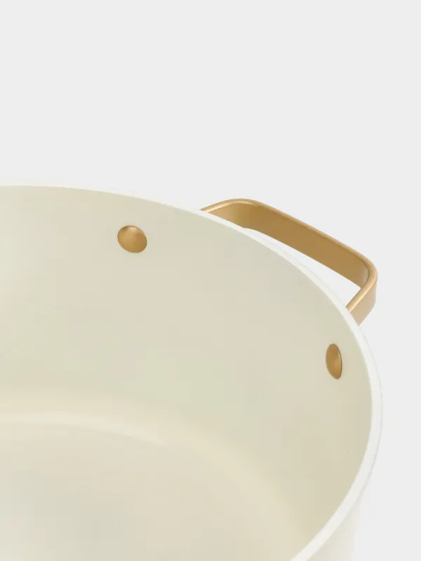 Кәстрөл, 24 см, 5,5 л, қақпағы бар, қапталған, алюминий, сүт түстес, Piatto gold, image-3