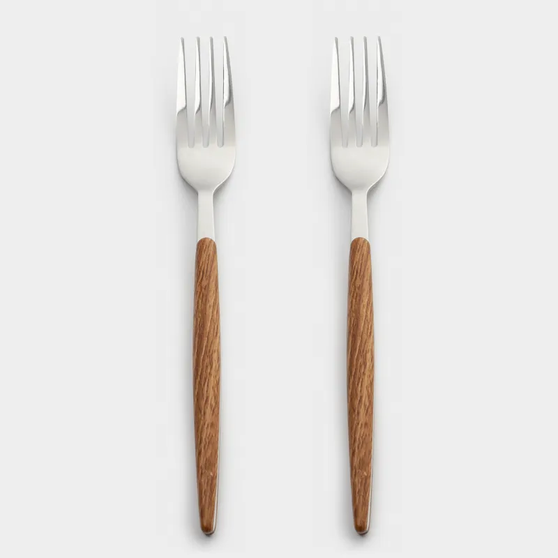 Вилка столовая, 2 шт, сталь/пластик, коричневая, Oslo