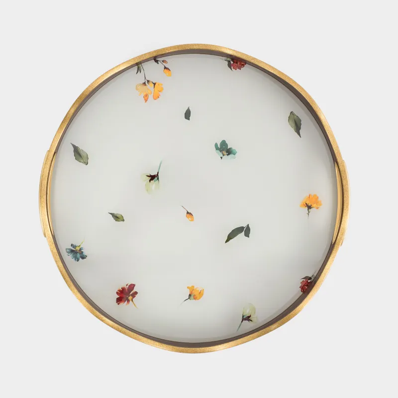 Науа, 34 см, пластик/шыны, дөңгелек, алтын, Гүлдер, Generic flowers, image-2