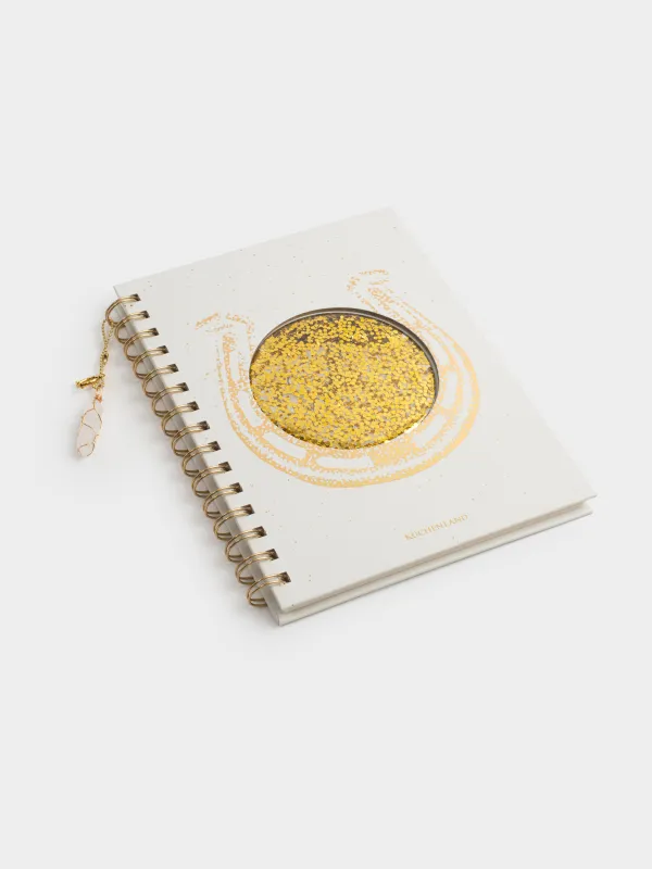 Жазбаға арналған блокнот, 16х20 см, 70 л, сақиналы, аспасы бар, экрю, Таға, Stationery gold, image-3