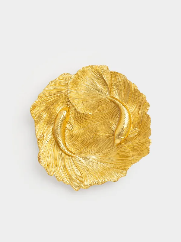 Блюдо декоративное, 30х27 см, полирезин, золотистое, Рыбки, Goldfish, image-0