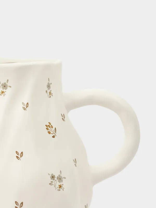 Құмыра, 1,6 л, керамика, сүт түстес, ескірген гүлдер, La flore, image-2