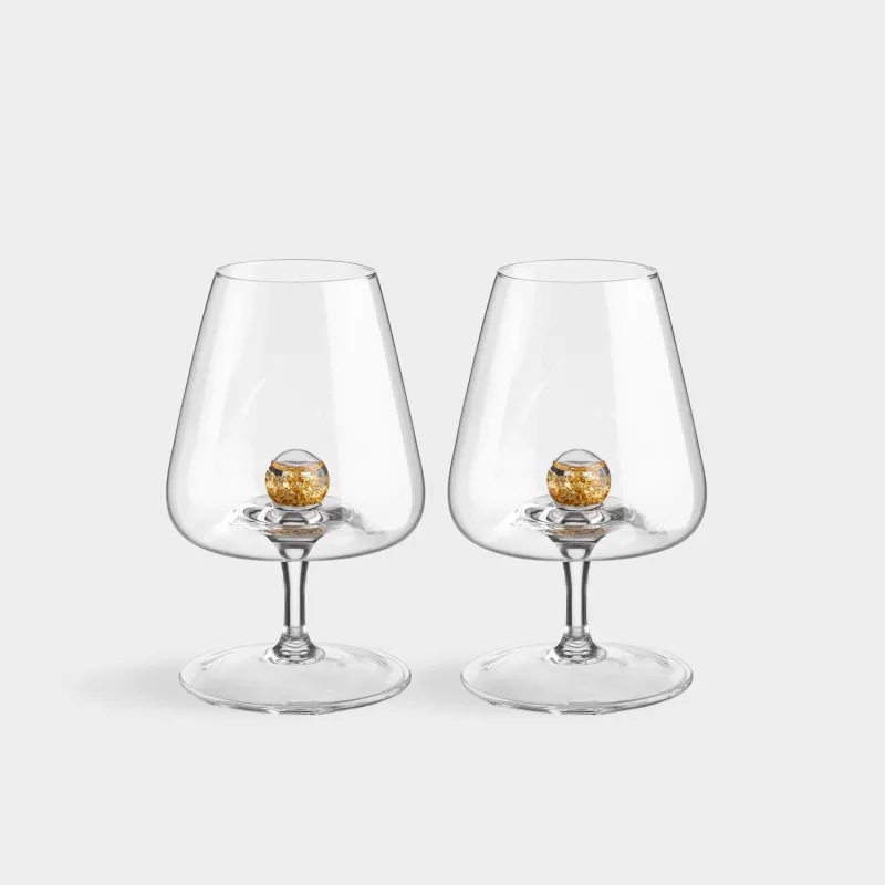 Бокал для коньяка, 430 мл, 2 шт, кристальное стекло, Янтарный шар, Sorento globular