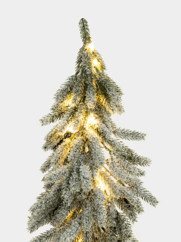 Жасанды шырша, 80 см, жарықтандырылған, құмырада, ПВХ, Бүршіктері бар шырша, Snowy decor, image-3