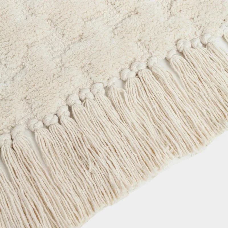 Кілем, 50х80 см, шашағы бар, мақта, құм, Textured, image-3