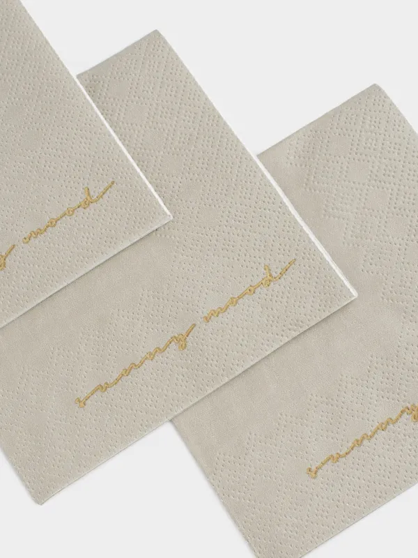 Салфетки бумажные, 21х21 см, 20 шт, квадратные, бежевые, Sunny mood, Scroll, image-4