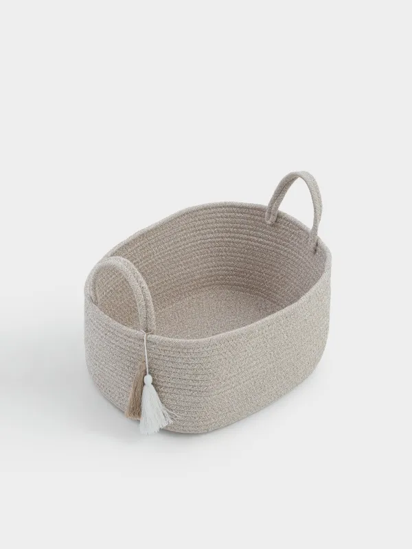 Сақтау себеті, 34х23 см, тұтқалары бар, мақта/полиэстер, сопақ, сүт түстес, Tote, image-2