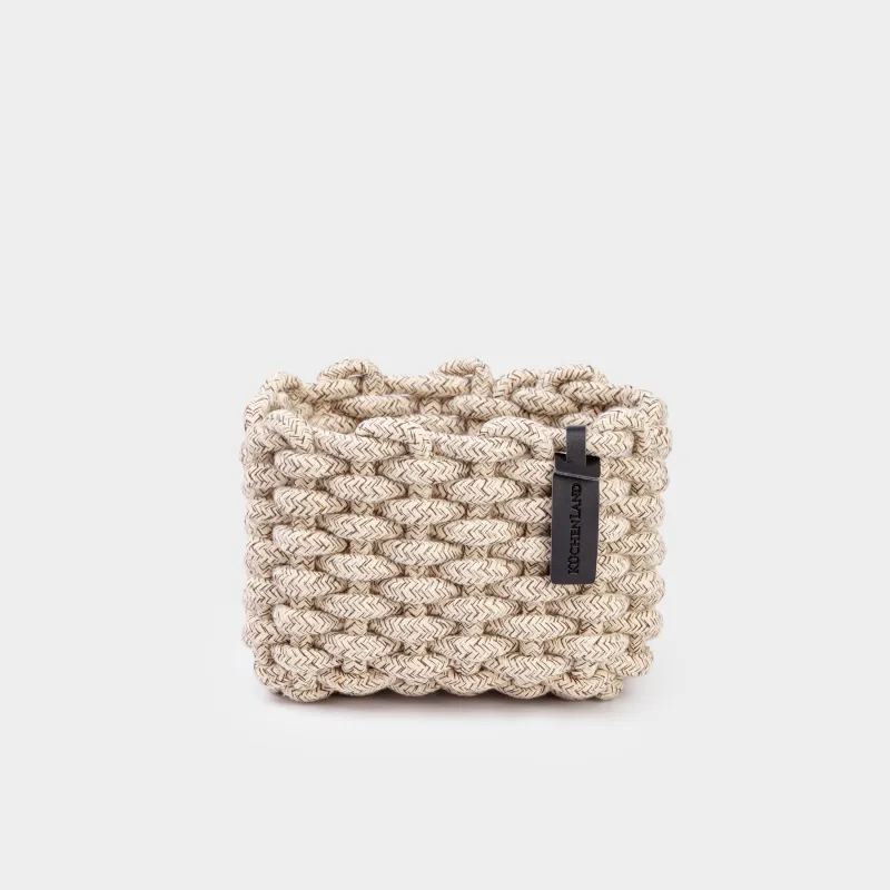 Сақтау себеті, 15х20х13 см, мақта / полиэстер, тікбұрышты, бежевый, Cozy striped