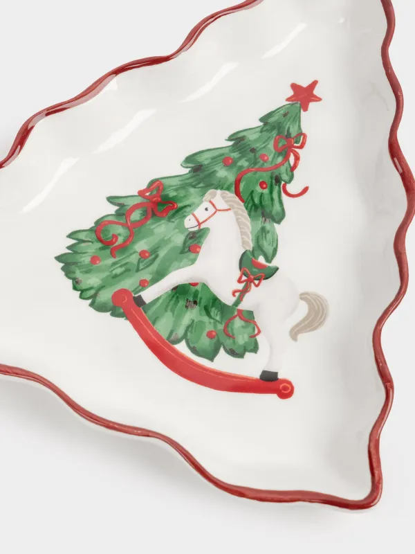 Блюдо, 20х19 см, керамика, Лошадка с елкой, Christmas tree, image-5