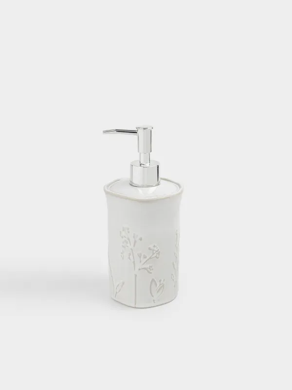 Сұйық сабын диспенсері, 420 мл, керамика/пластик, сарғылт-қоңыр, Шөптер, Hebe, image-0