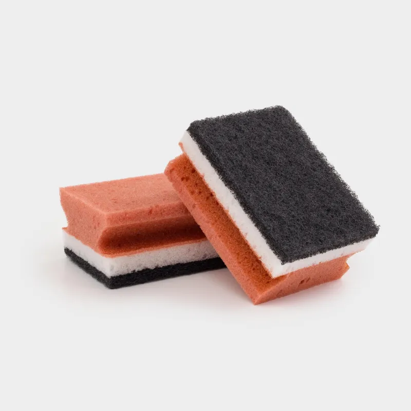 Ыдыс жууға арналған Губка, 10x7 см, 4 дана, көбік/абразивті, тікбұрышты, қоңыр-сұр, Clean