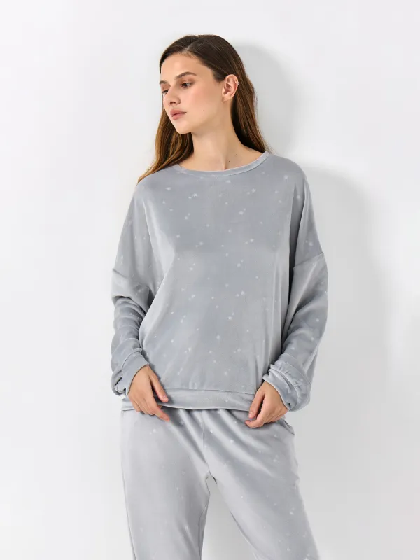 Әйелдер киім жиынтығы, үйге арналған, өлшемі S, шалбары бар, полиэстер/эластан, көгілдір, Жұлдыздар, Linna, image-1