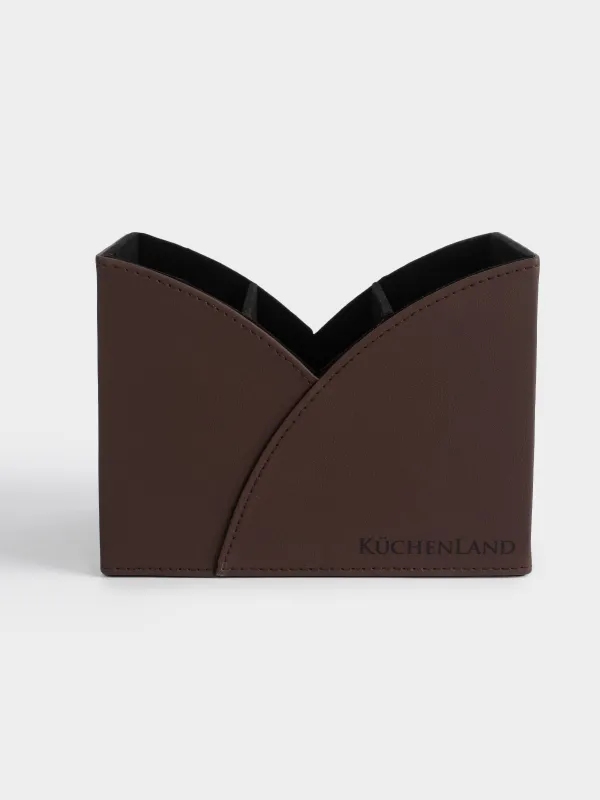 Корзина-органайзер для хранения, 18х14 см, 3 отд, полиуретан, коричневая, Premiere, image-0