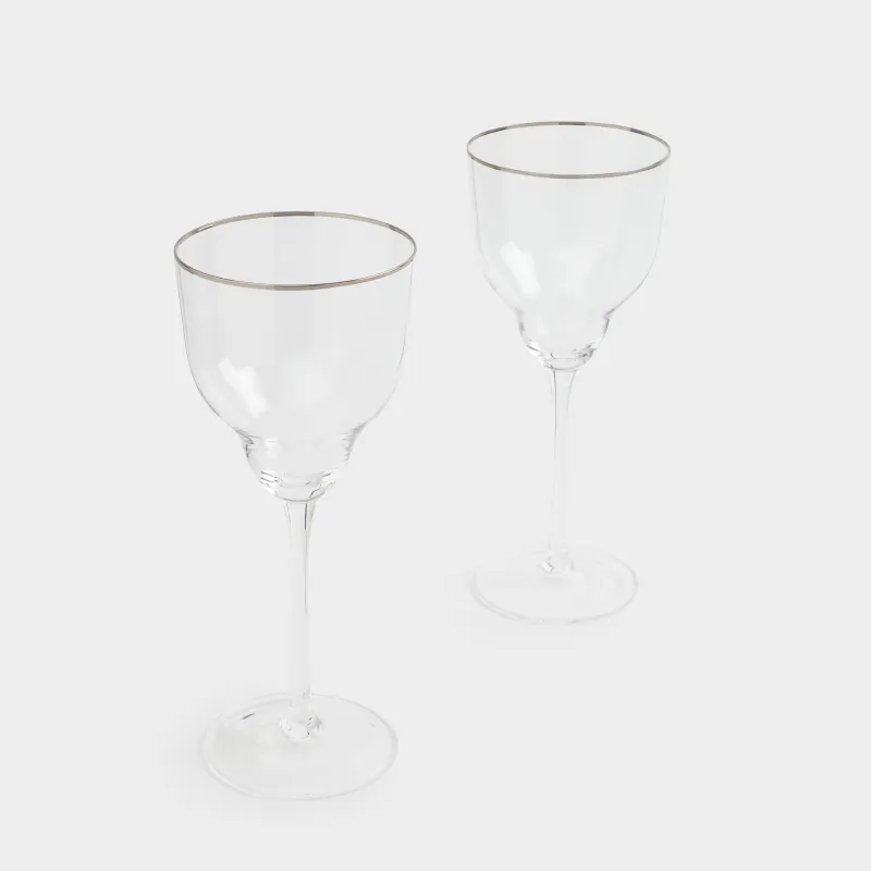 Бокал для вина, 320 мл, 2 шт, стекло, с серебристым кантом, Rimini silver, image-1