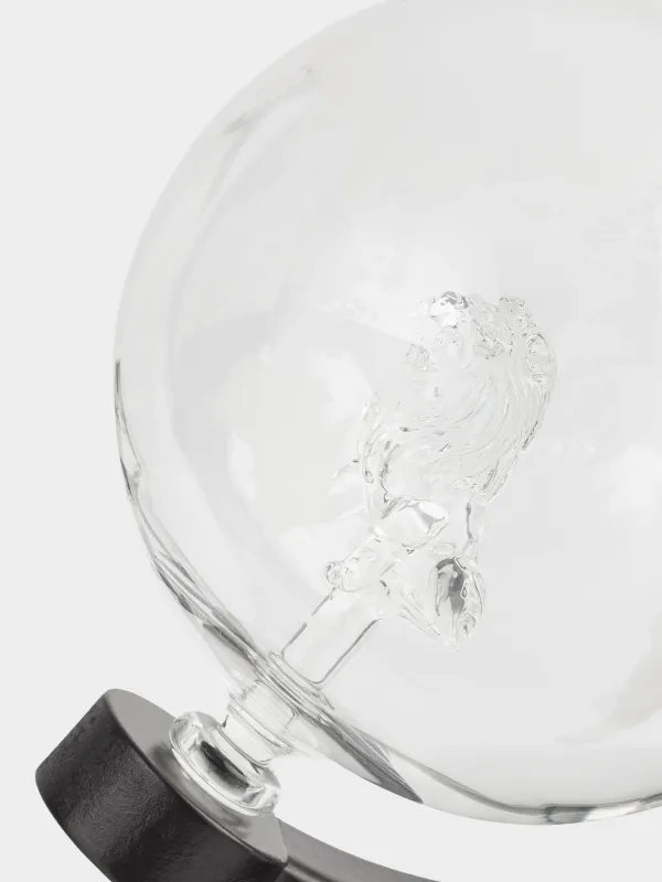 Графин, 650 мл, тұғырда, ағаштан жасалған шыны, Арыстаны бар глобус, Bar, image-3