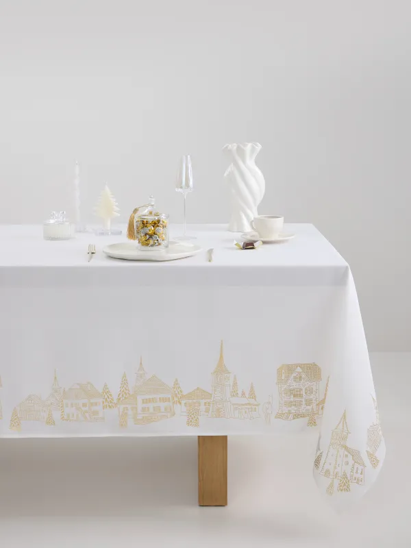 Дастархан, 170х250 см, полиэстер, сүт түстес, Алтын үйлер, Bowery, image-0
