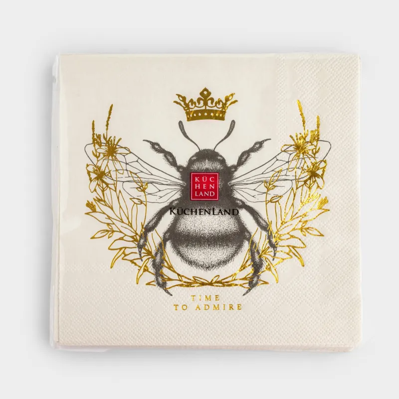 Салфетки бумажные, 33х33 см, 20 шт, квадратные, белые, Пчела, Honey, image-3