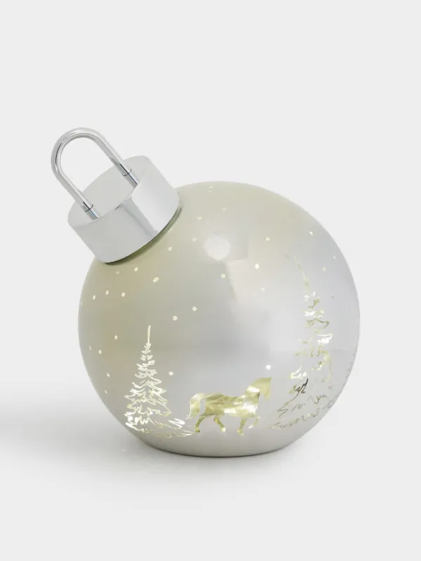 Статуэтка с подсветкой, 19 см, Шар с лошадью, Silver style, image-3