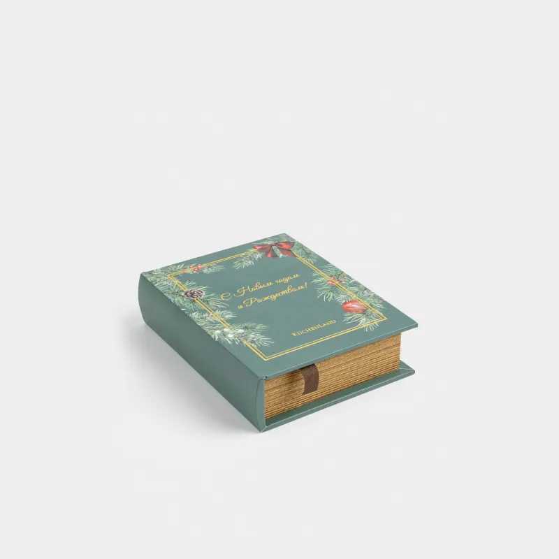 Зергерлік қорап, 22х18 см, MDF, тікбұрышты, жасыл, кітап, Christmas miracle classic