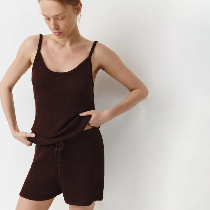 Әйелдер шорттары, үйге арналған, өлшемі L, акрил/нейлон К, қоңыр, Valtori