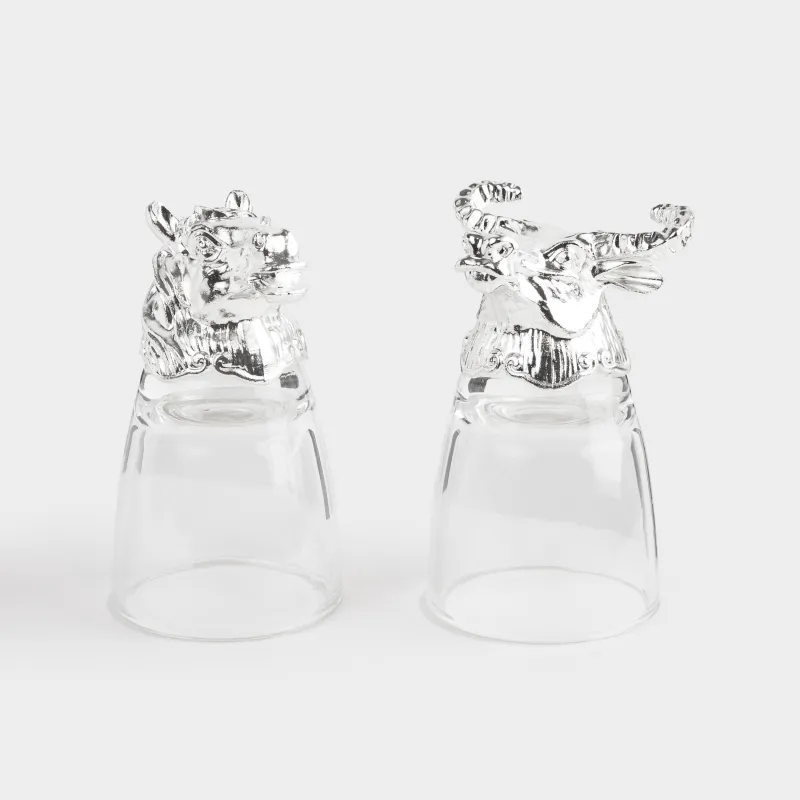 Стопка для водки, 50 мл, 4 шт, в кожаном кейсе, стекло/металл, Бык и лошадь, Bar, image-3