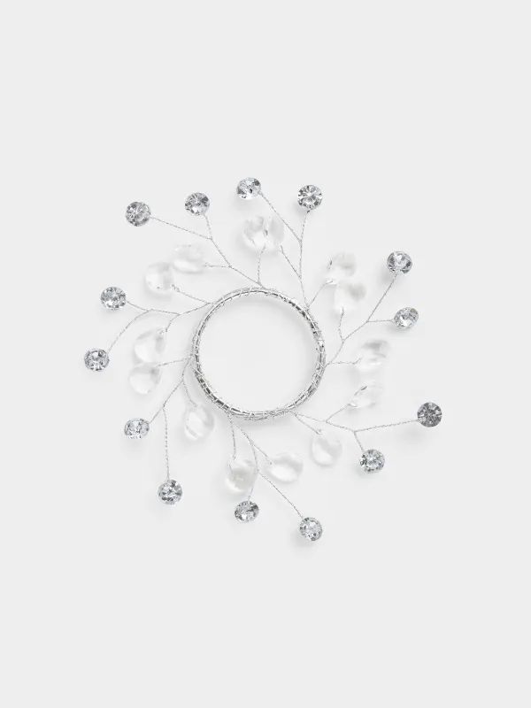 Кольцо для салфеток, 5 см, акрил/металл, серебристое, Кристаллы, Crystal decor, image-0