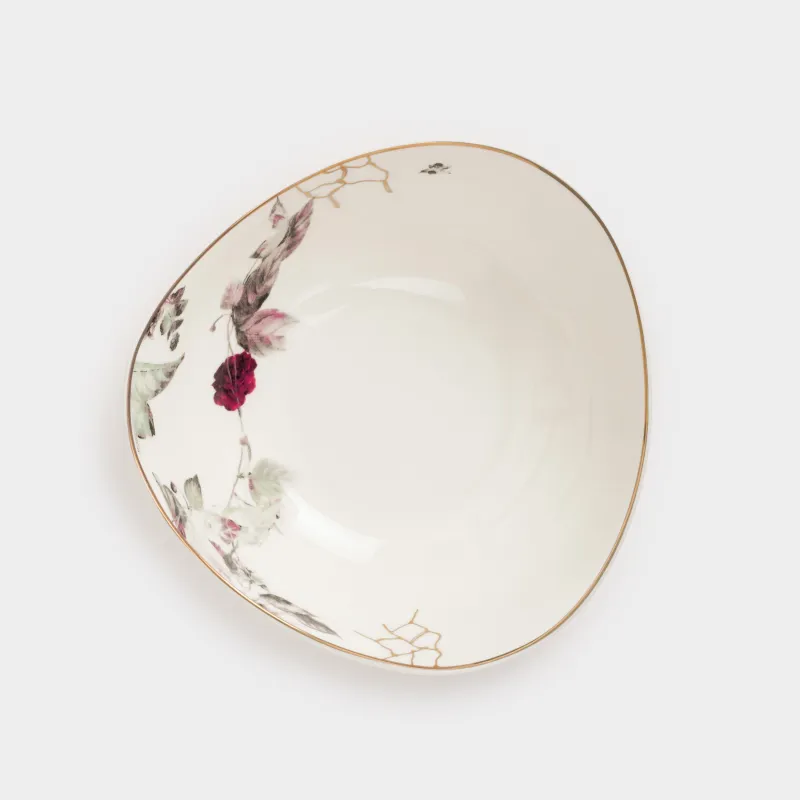 Кесе, 14х5 см, фарфор N, ақ, алтын жиектері бар, Гүлденген бақ, Нуар гүлі, image-1