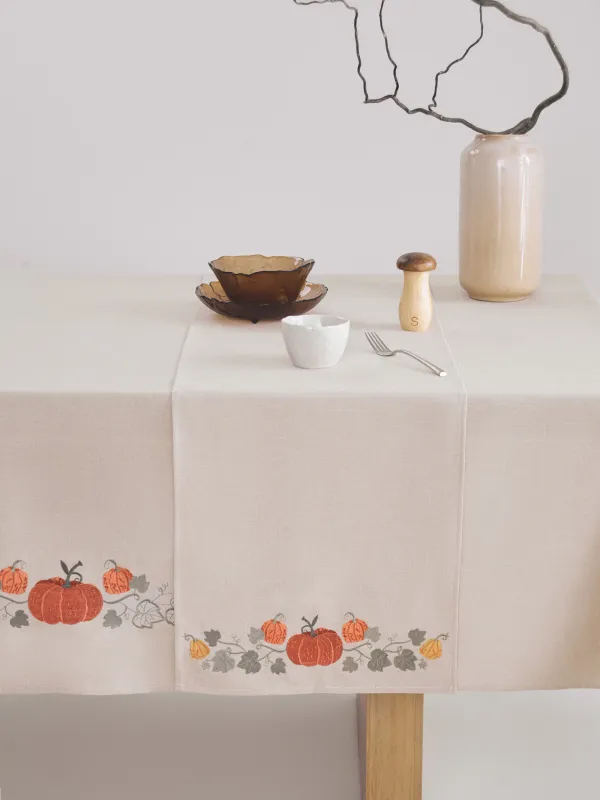 Дорожка настольная, 40х160 см, полиэстер, бежевая, Тыквы, Colorful gourds, image-2