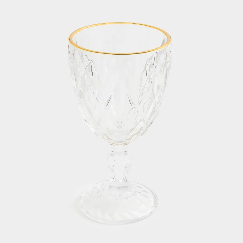 Шарап бокал-кубогы, 300 мл, шыны Р, алтын жиегі бар, Rhomb gold, image-1