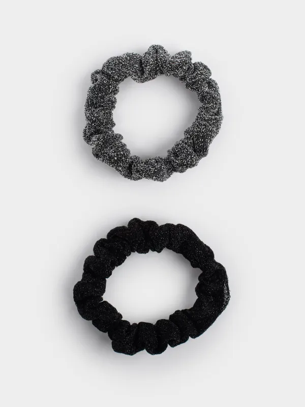 Шаш резеңкелер жинағы, 7 см, 2 дана, полиэстер, қара/күміс түстес, Hairstyle, image-0