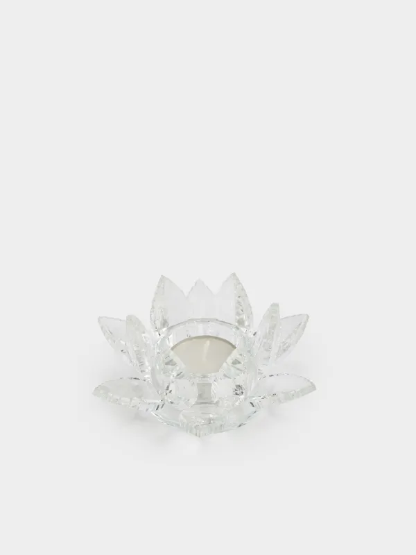 Шам ұстағыш, 13 см, шай шамына арналған, хрусталь шыны, Лотос, Crystal flower, image-1