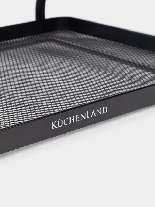 Науа, 33х23 см, тұтқалары бар, металл/ағаш, тікбұрышты, қара, Black style, image-5