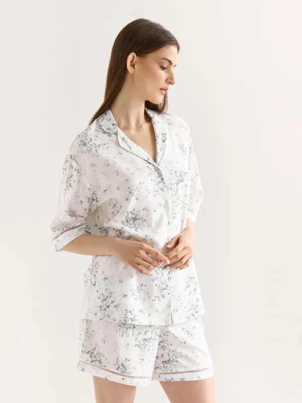 Әйелдер шорттары, үйге арналған, өлшемі L, вискоза, сүт түстес, Гүлдер, Arsinoa, image-2