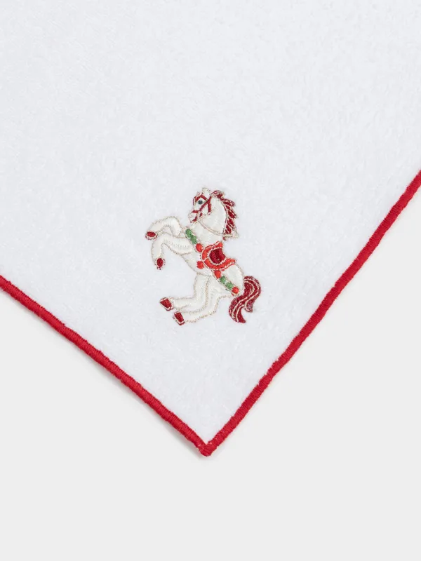 Асүйлік сүлгі, 40х60 см, мақта, ақ, қызыл жиегі бар, Жылқы, Christmas traditions, image-1