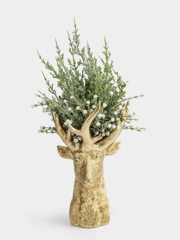 Ваза декоративная, 31 см, полирезин, золотистая, Голова оленя, Deer gold, image-4