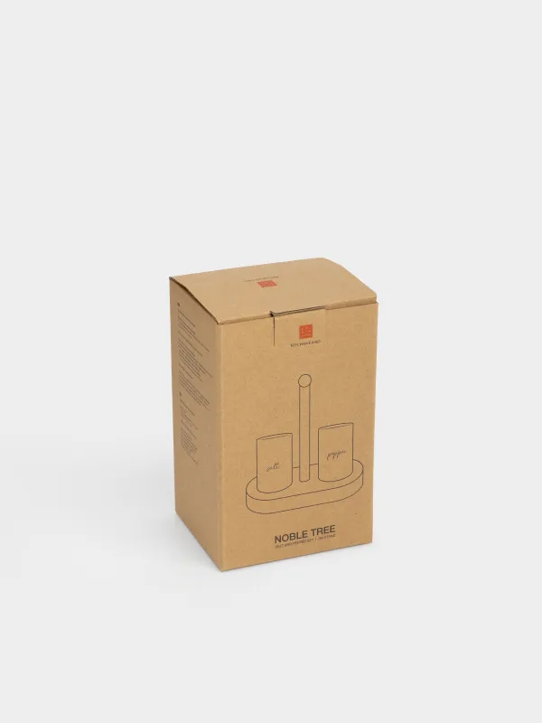 Тұз бен бұрышқа арналған жиынтық, 17 см, тұғырда, фарфор P/ағаш, сүт түстес, Noble tree, image-5