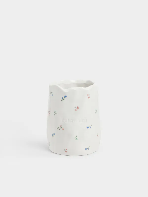 Подставка для кухонных принадлежностей, 16 см, керамика D, молочная, Нежные цветы, El flora, image-0