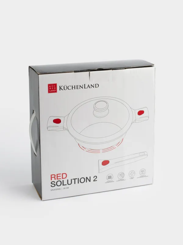 Қуыруға арналған таба, 28 см, қақпағы бар, 3 алынбалы тұтқалар, қапталған, алюминий, Solution Red 2, image-9