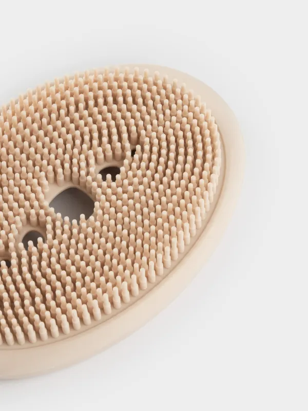 Мыльница-щетка для уборки, 12х8 см, силикон, овальная, бежево-розовая, Manny, image-5