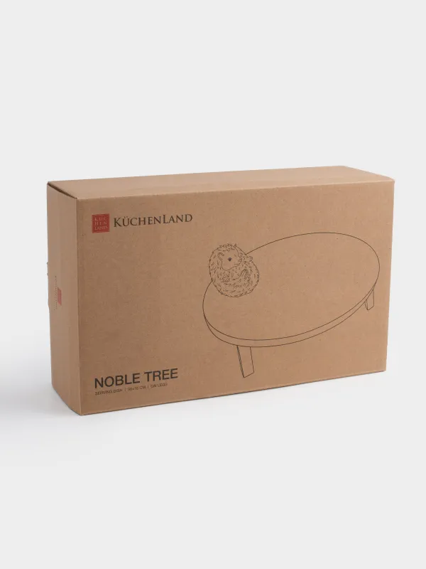 Блюдо сервировочное, 30х18 см, на ножках, дерево/полирезин, овальное, Ежик, Noble tree, image-4