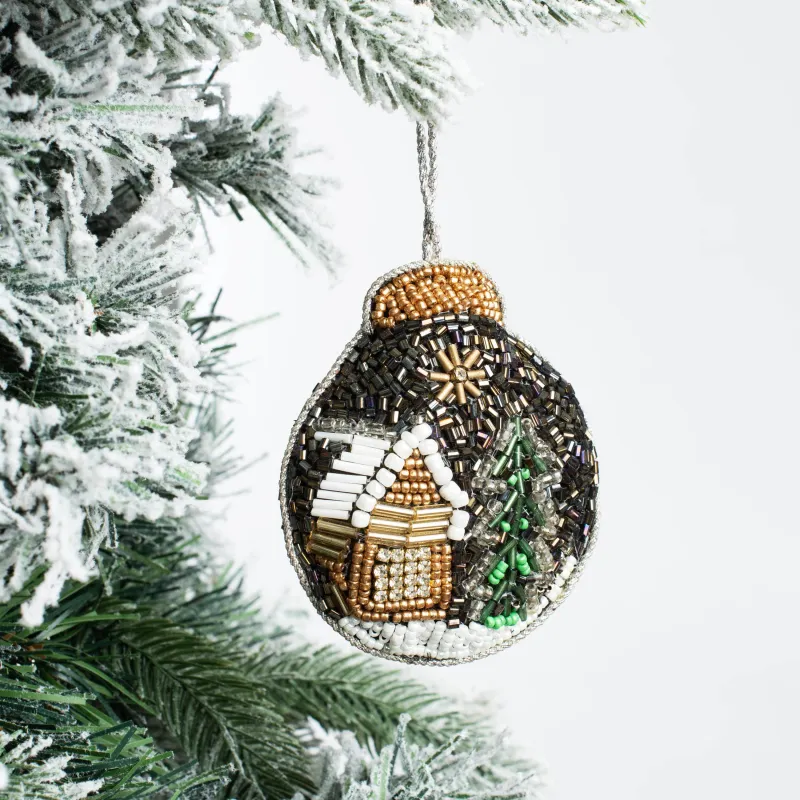 Шырша ойыншығы, 10 см, моншақтар/полифилл, Қардағы үй, Beads figure, image-4