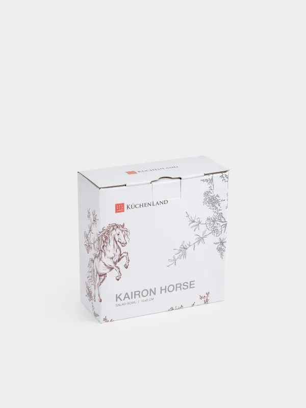 Салат ыдысы, 15х6 см, 500 мл, фарфор N, ақ, күміс жиектері бар, Жылқы, Kairon horse, image-6
