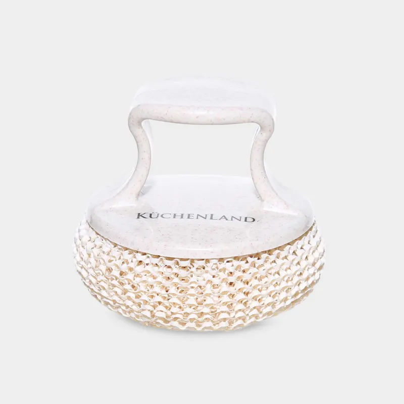 Тазалау губкасы, 8 см, қысқа ұстағышы бар, өсімдік талшығы/пластик, сарғылт, Clean